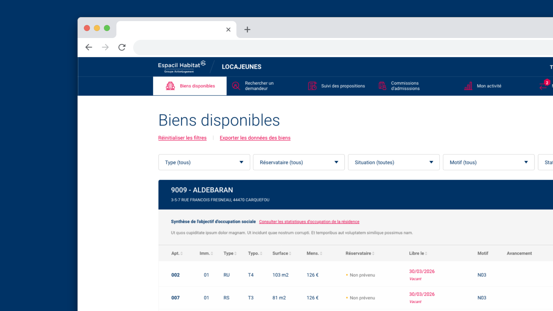 Espacil Habitat — Suivi de dossier